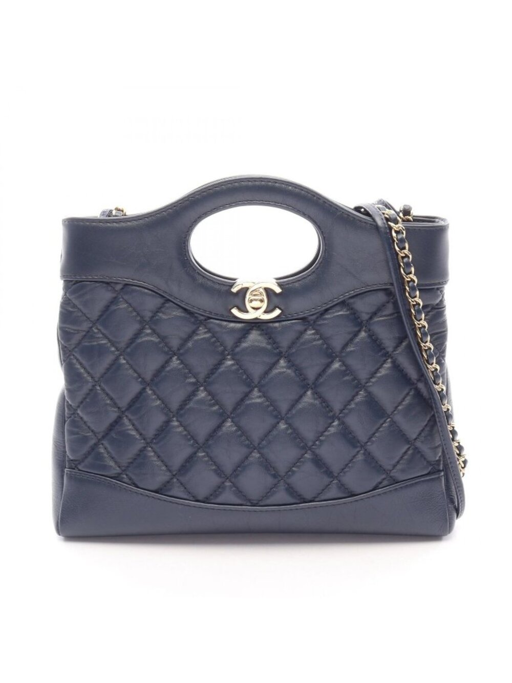 Chanel Shoulder Bag 31 2-Way Navy Leather 31 Mini Shopping